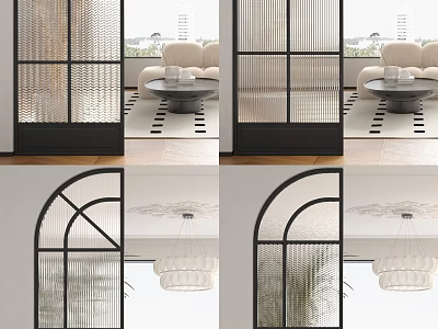 Modern Stylish Room Divider With Arch Shape And Metal Grid Design 3d model