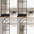 Modern Stylish Room Divider With Arch Shape And Metal Grid Design