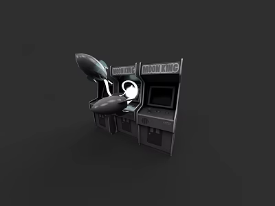 Boutique Arcade Machine Sculpture Featuring White Figure And Display Panel 3d model