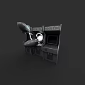 Boutique Arcade Machine Sculpture Featuring White Figure And Display Panel