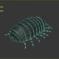 Shiny Dark Blue Pill Bug With Segmented Body Multiple Legs On Reflective Gradient Background 3d model