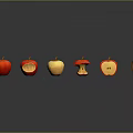Red And Yellow Apples Showing Various States Whole Bitten Sliced And Cut Pieces