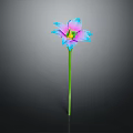 Decorative Ornament Combination For Home Decor With Purple Blue Gradient Flower And Green Stem