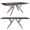 Modern Sleek Dining Table With Crossed Metal Legs And Smooth Wooden Tabletop