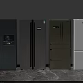 Various Style Refrigerators In Multiple Colors For Modern Kitchen Display Setup 3d model