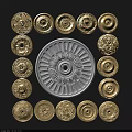 Ceiling Medallions with Various Decorative Designs and Multiple Styles in Gold and Blue