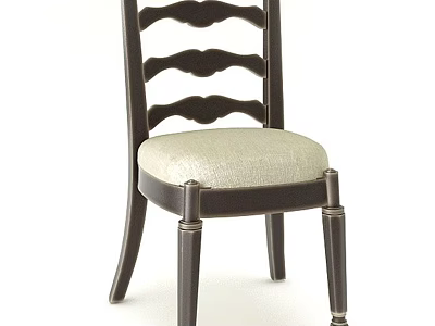 Elegant Dining Chair With Dark Wooden Legs Light Upholstered Seat And Curved Backrest Design 3d model