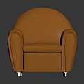 Stylish Orange Leather Armchair With Modern Curved Design And Comfortable Seating