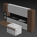 Modern Cabinet Kitchen Marble Sink Facade Kitchen suit 3d model