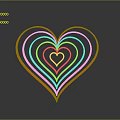 Colorful Heart Shaped Decorative Product With Layered Lines Pink Purple Gradient And Blue Center