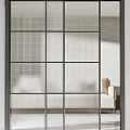 Modern Sliding Doors With Grid And Ribbed Glass For Home Interior Space Partition