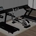Modern Home Gym Setup With Treadmill Elliptical And Exercise Machines 3d model