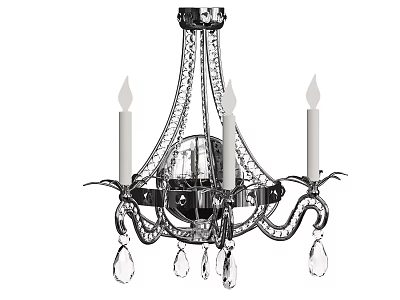 Classic Elegant Crystal Chandelier With Candle Shaped Lights And Pendants 3d model