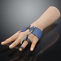 Human Hand With Blue Support Brace For Finger Stabilization And Rehabilitation