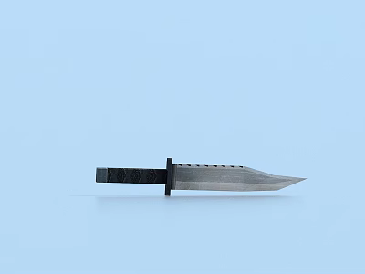 Modern Tactical Knife With Black Handle And Silver Textured Sharp Blade 3d model
