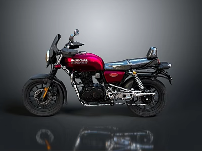 Honda Crimson Red Classic Motorcycle With Black Seat And Metallic Accents 3d model