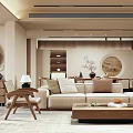 Modern Living Dining Room Interior Design With Wooden Cabinets Dining Table Chairs And Green Plant