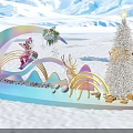 Scenic Photo Spot Featuring Skier Figure Snowy Mountains Rainbow Snowflakes And Christmas Tree