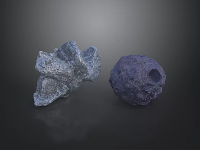 Decorative Rockery Stones with Blue Irregular Shape and Purple Spherical Design with Holes 3d model