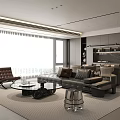 Modern Living Dining Room Interior With Sofa Coffee Table And Natural Light 3d model