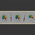 Wooden Rectangular Box With Three Colorful Circular Educational Devices And Pointers
