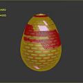 Colorful Woven Texture Egg with Red and Green Patterns on Gray Background