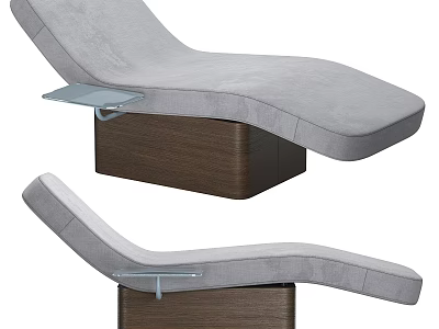 Modern Grey Upholstered Armchair With Wooden Base And Small Side Tray 3d model