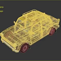 Retro Vintage Car With Yellow Roof Brown Body Roof Rack And Red Graphics