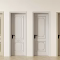 Hinged Doors with Four Different Decorative Panel Designs and Classic Interior Style 3d model