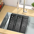 Stainless Steel Kitchen Sink with Drainer Rack and Faucet Running Water