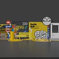 Yellow Car Photo Check-in Spot Featuring Smile Signage Cartoon Smiling Faces And Balloon Figure Models