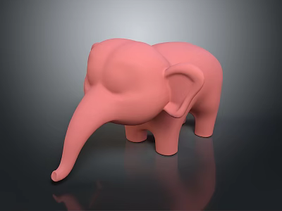 Cute Pink Elephant Toy Figure With Smooth Texture As Decorative 3d model