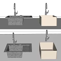 Various Modern Kitchen Sink Models With Faucet In Stainless Steel And Stone Materials For Home