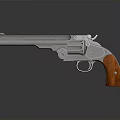 Classic Silver Revolver With Metal Barrel Wooden Grip Reflective Surface And Gray Background