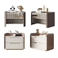 Modern Bedside Tables Design With Drawers Decorative Figurines And White Brown Finishes