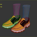 Yellow Casual Shoes with Black White Accents Orange Laces Thick Textured Sole