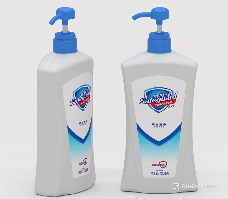 Shellabond Daily Cleaning Products White Bottles With Blue Pump Dispensers And Red Blue Labels 500ml 3d model 