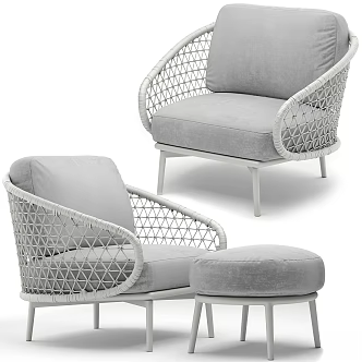 modern leisure chair rattan pillow street furniture wicker 3d model