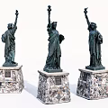 Three Statue of Liberty Sculptures with Decorative Inlaid Pedestals