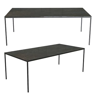 Black Marble Top Dining Table With Slim Metal Legs Modern Sleek Design 3d model
