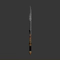 Fantasy Style Sword With Metallic Blade Curved Guard And Pink Gemstone Decoration
