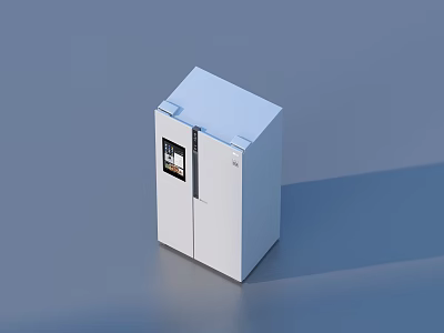 White Double Door Refrigerator With Modern Digital Display Screen And Sleek Design 3d model