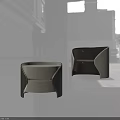 Modern Elegant Bedside Table With Curved Design And Leather Drawer Panels 3d model