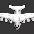 White Passenger Aircraft With Yellow Blue Stripes And Four Engines 3D Render
