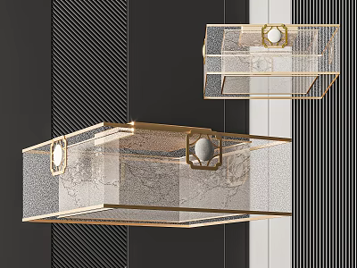 Modern Ceiling Lights With Gold Frame Transparent Shade And Decorative Accents 3d model