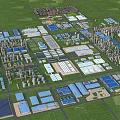 Aerial View of Industrial Factory Layout with Buildings Facilities and Green Areas