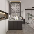 Modern Living Dining Area Interior Design With Marble Table Chairs Pendant Lights and Decor Plants