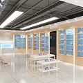 Modern Shoe Store Interior With Bright Lighting Shelves Displayed Shoes Counter And Benches