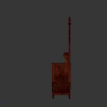Vintage Red Wooden Dresser With Mirror Multiple Drawers And Patterned Wallpaper Background