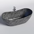 Modern Concrete Bathtub Oval Shaped Design With Silver Faucet And Contemporary Style